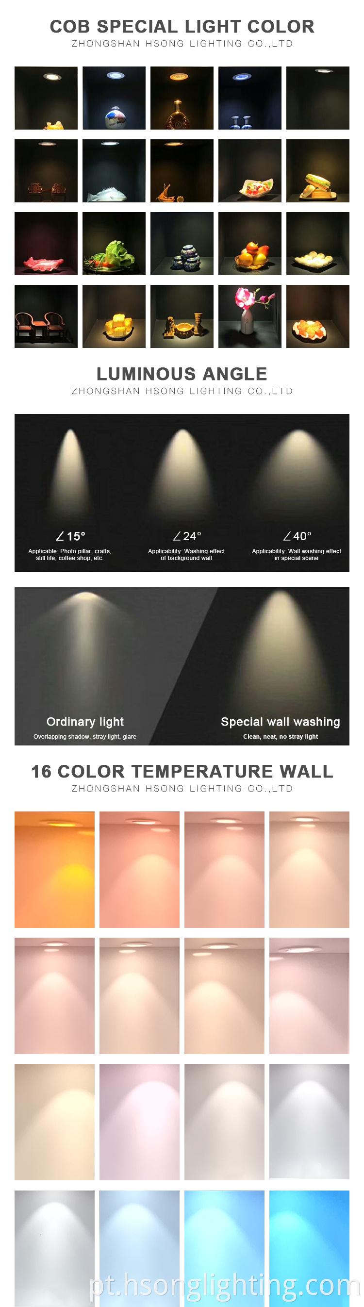 Novo Design Branco/Preto Incorporado Cob LED Downlightless Downlight 15W para lavadora de parede do hotel